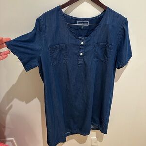 Denim Dress Karen Scott 💯 Cotton XL Button